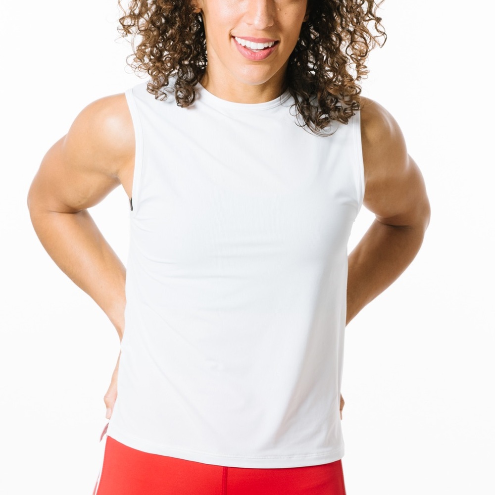 NWT ZYIA White Slit Muscle Tank. Lightweight.